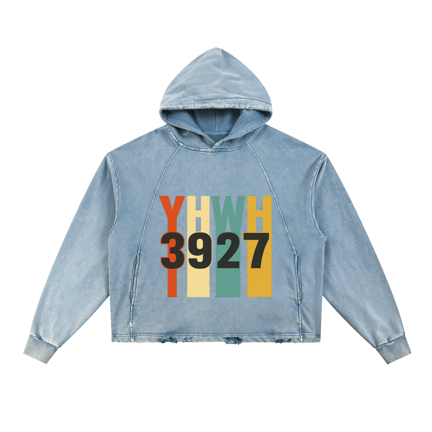 YHWH Frayed-Hem Hoodie